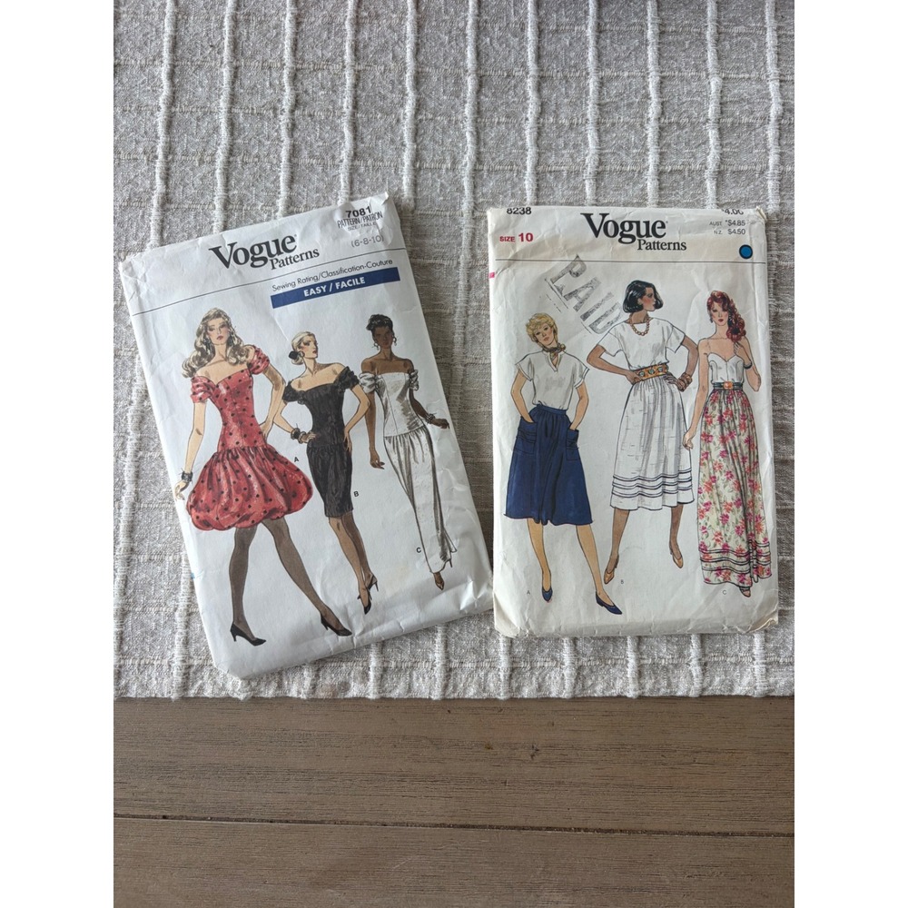 Two vintage Vogue sewing patterns 1990's cut and uncut
